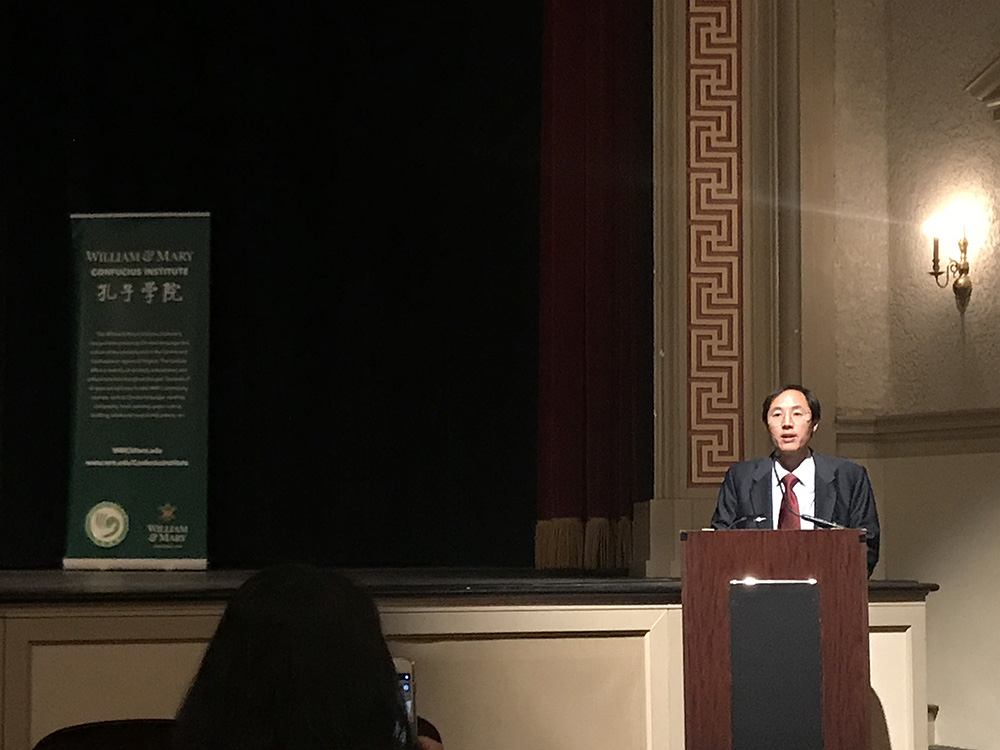 4. WMCI Chinese Director Deliang Wang delivers a speech prior to the film screening